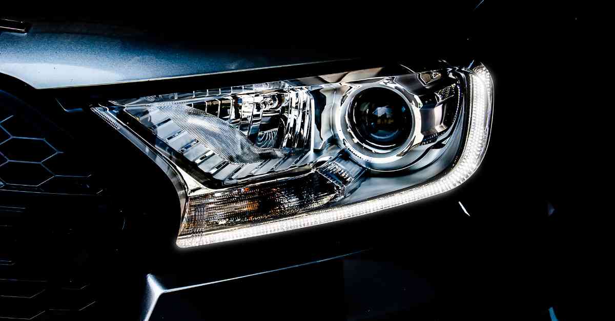 headlight of a modern sports car