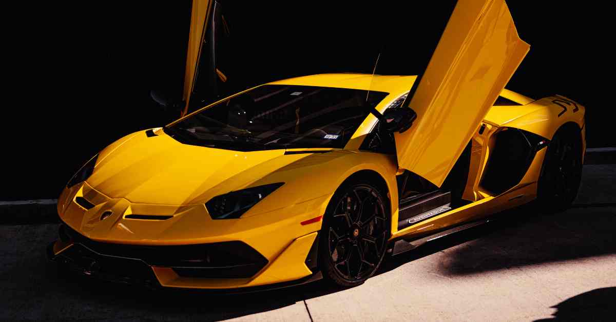 A Yellow Lamborghini Aventador on Display