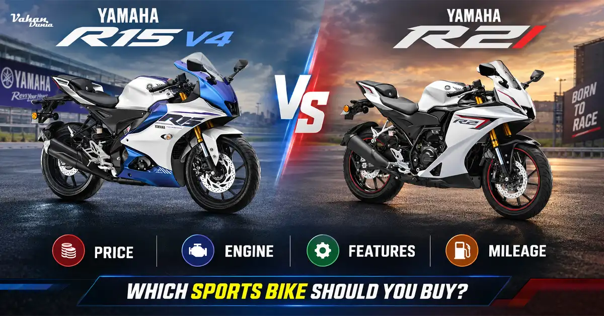 Yamaha R15 V4 vs Yamaha R2 full-faired sports bike comparison